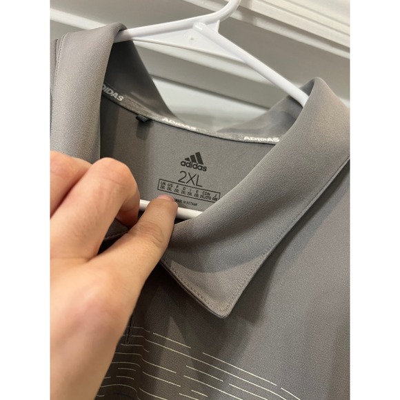 Adidas Golf Polo Shirt Gray Striped Athletic Training 2XL - Picture 5 of 6